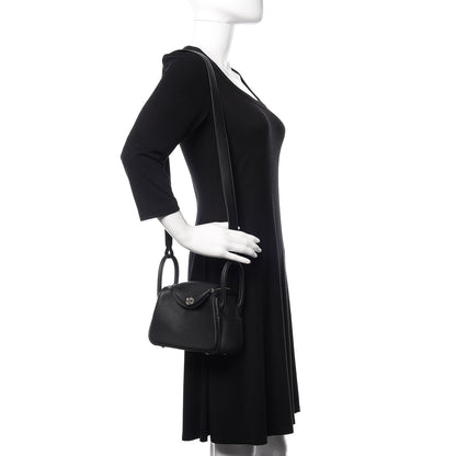 Hermes Taurillon Clemence Mini Lindy 20 Black 2 of 10