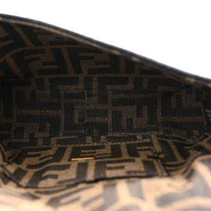 Fendi Fabric Jacquard FF 1974 Mini Baguette Tobacco Moro Black 5 of 12