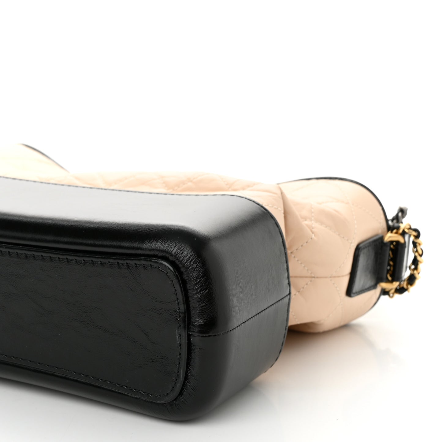 Aged Calfskin Quilted Medium Gabrielle Hobo Beige Black