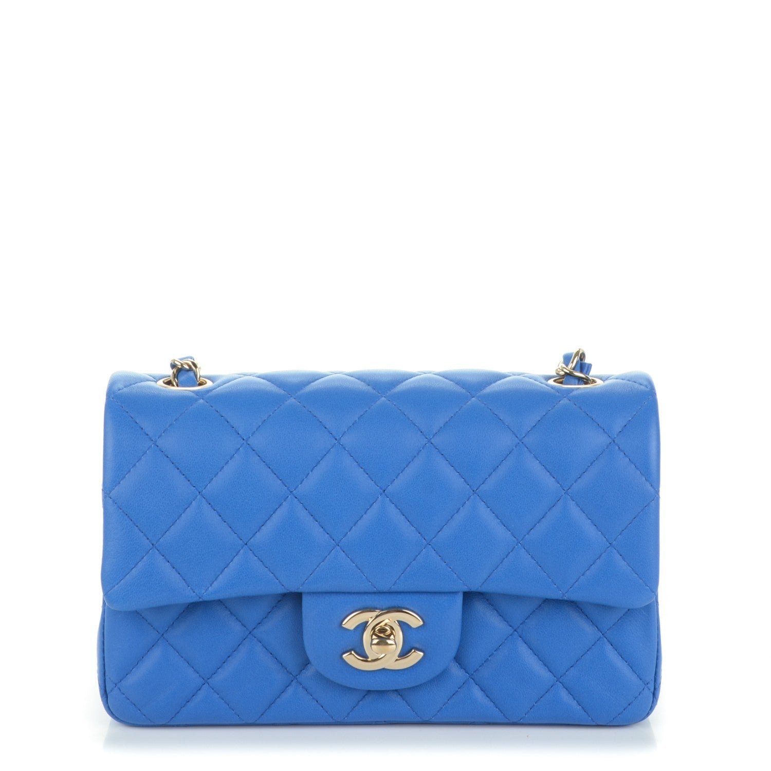 Chanel Lambskin Quilted Mini Rectangular Flap Blue 1 of 7