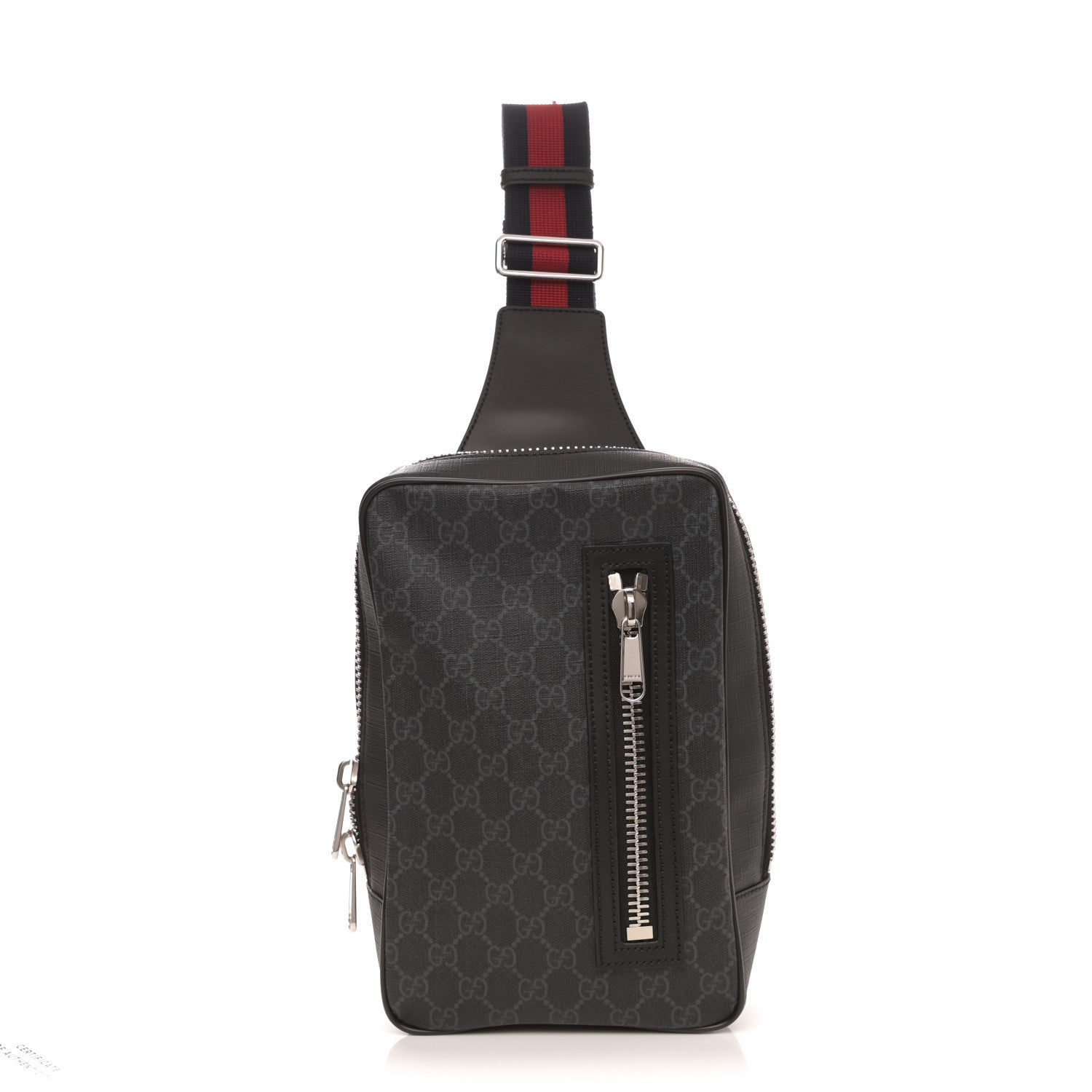 Gucci GG Supreme Monogram Web Belt Bag Black Grey 1 of 8