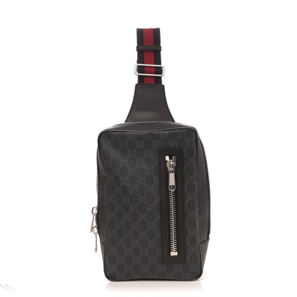 Gucci GG Supreme Monogram Web Belt Bag Black Grey 1 of 8