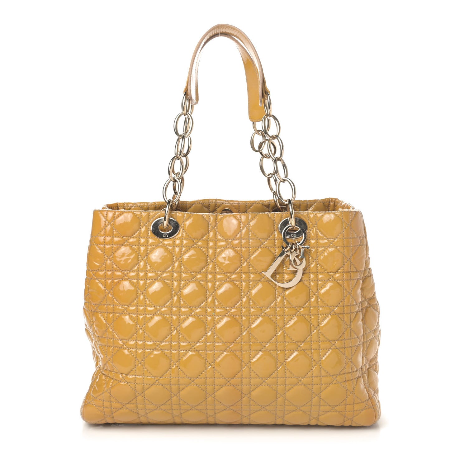 Patent Cannage Large Dior Soft Shopping Tote Beige