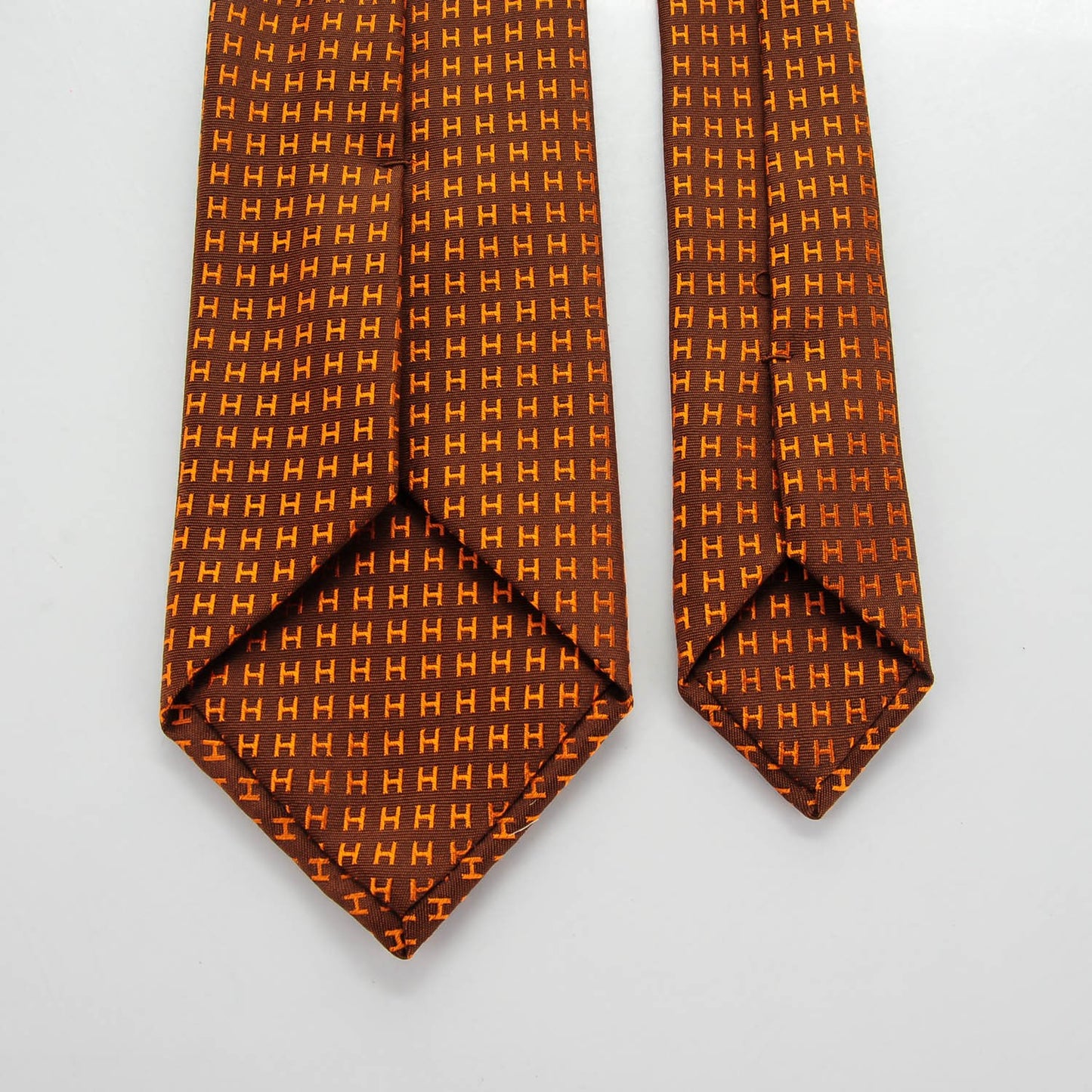 Woven Silk H Bi-Color Mens Neck Tie Marron Orange