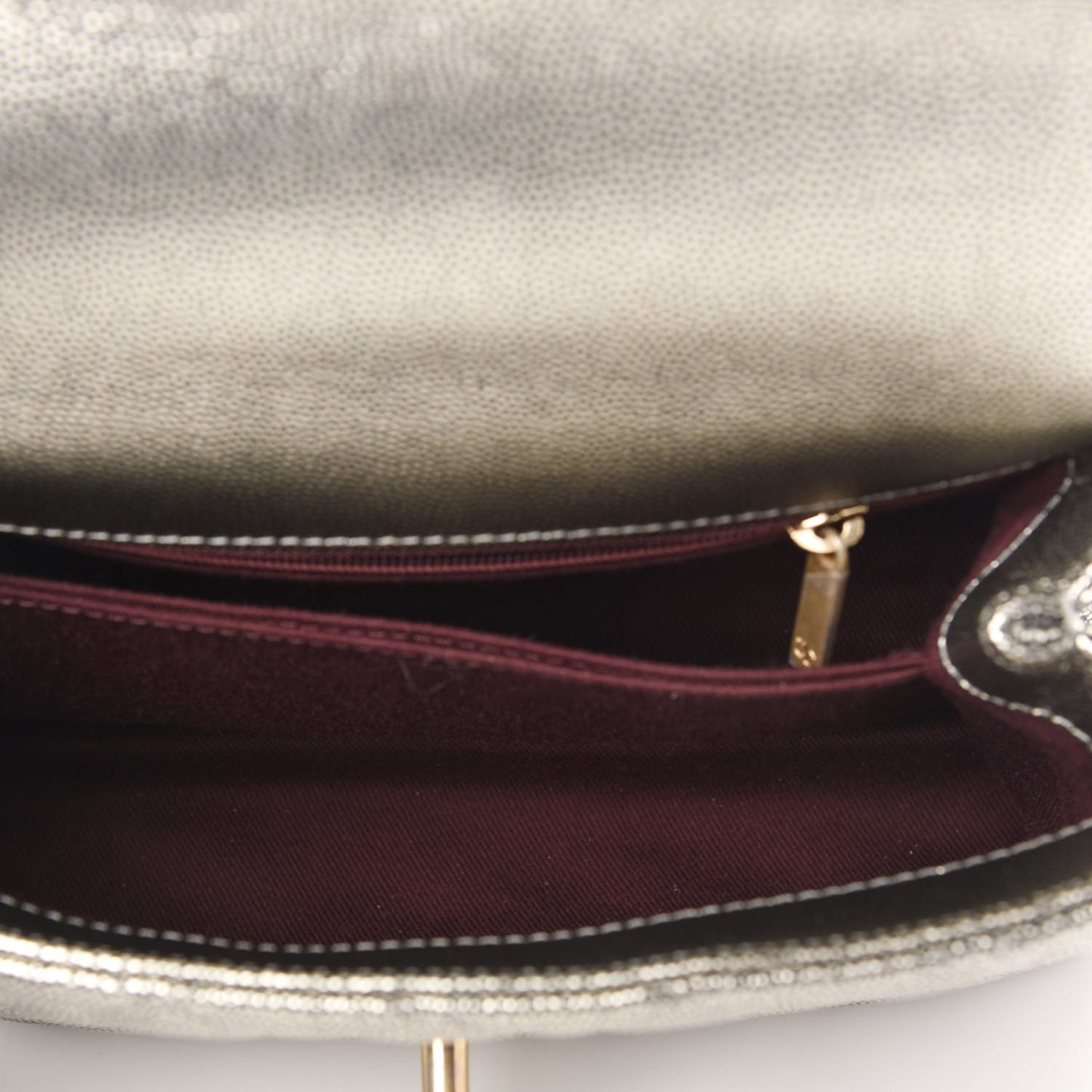 Metallic Caviar Quilted Mini Coco Handle Flap Silver