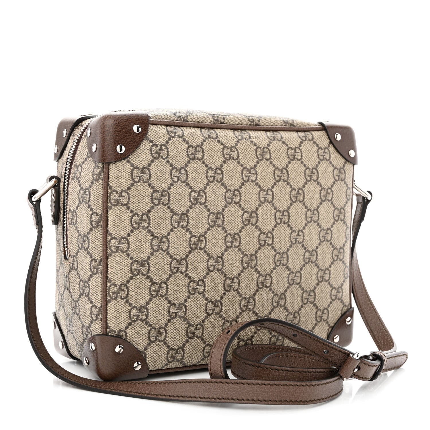 Gucci GG Supreme Monogram Textured Calfskin Square Messenger Bag Beige Ebony New Acero 3 of 10
