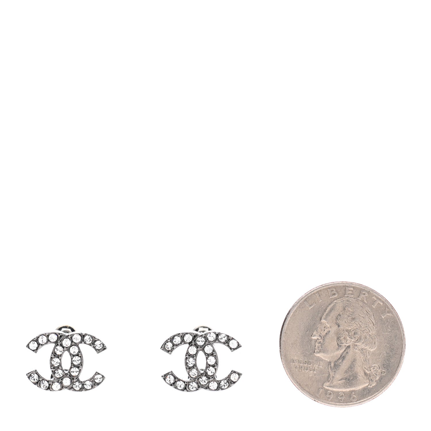 Chanel Ruthenium Crystal CC Stud Earrings 2 of 5