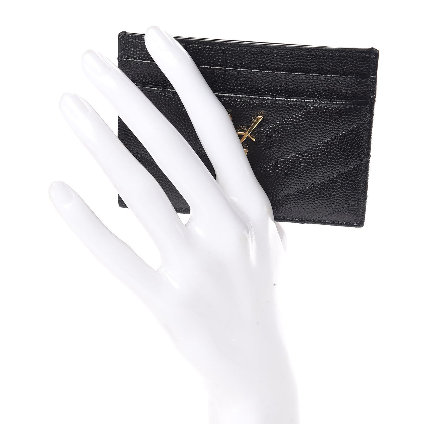 Grain De Poudre Matelasse Chevron Monogram Credit Card Case Black