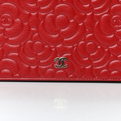 Chanel Caviar Camellia Embossed Wallet On Chain WOC Red 11 of 11