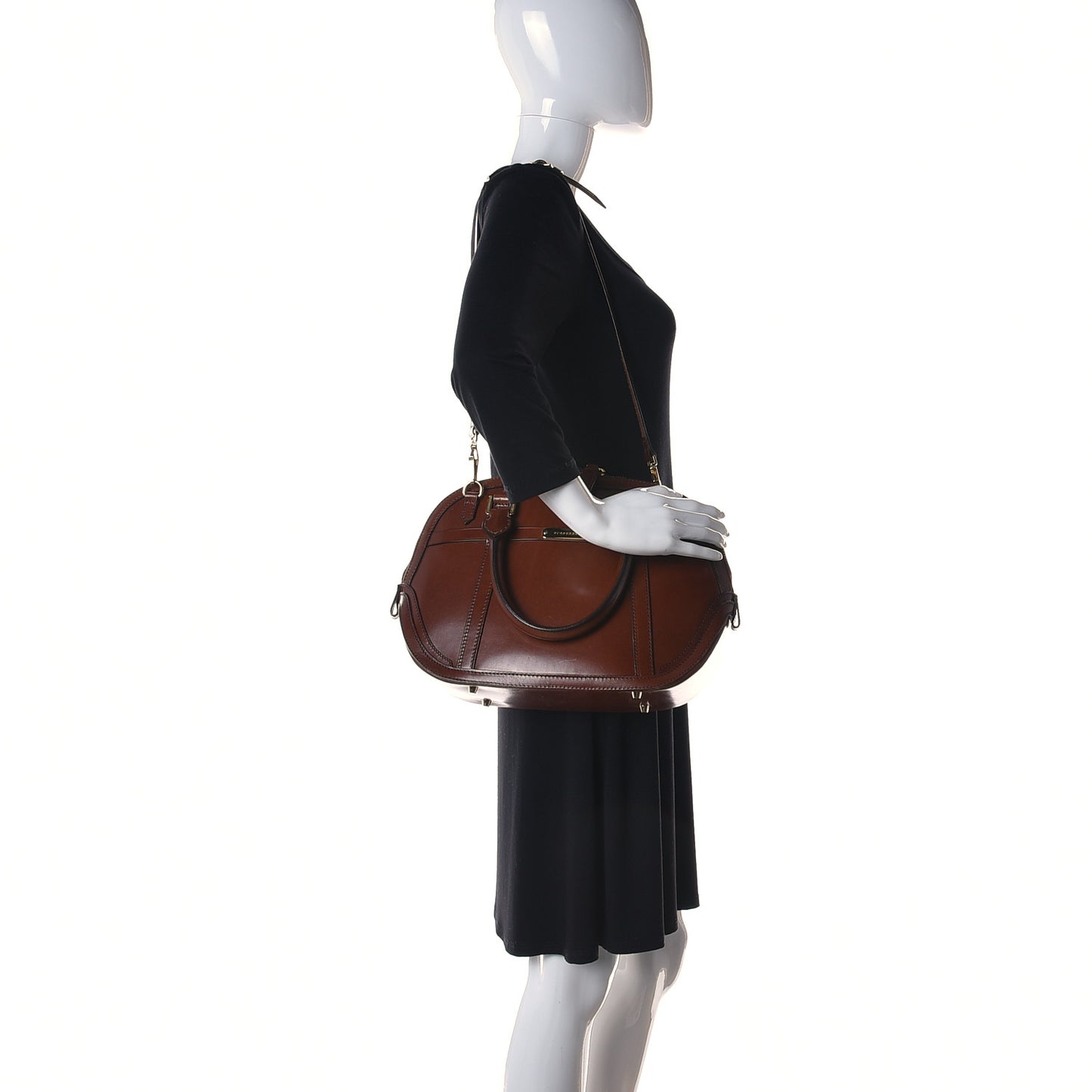Bridle Calfskin Small Orchard Bowling Bag Dark Tan