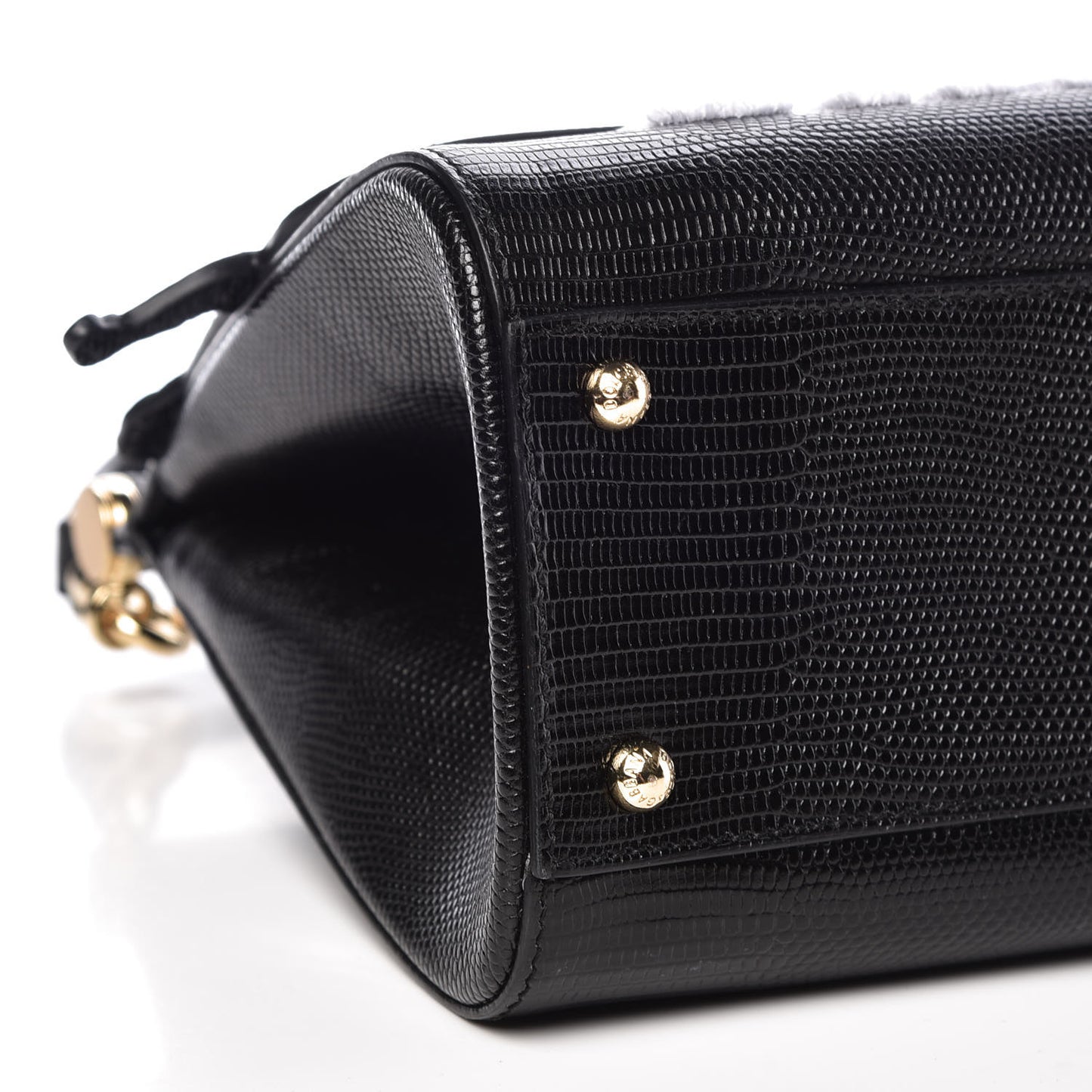 Calfskin Iguana Embossed Studded Medium Fashion Sinner Patch Miss Sicily Satchel Black