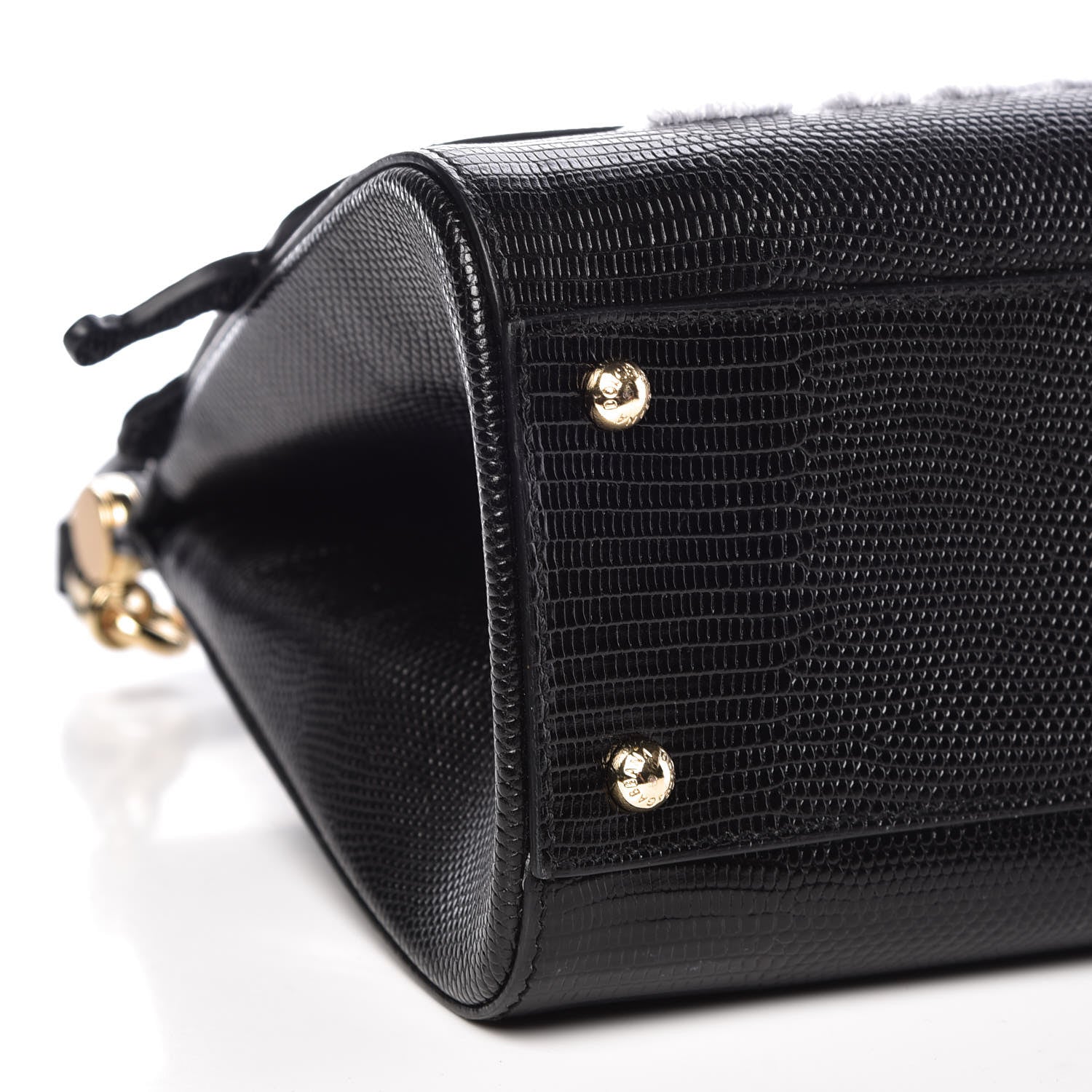 Dolce & Gabbana Calfskin Iguana Embossed Studded Medium Fashion Sinner Patch Miss Sicily Satchel Black 5 of 10
