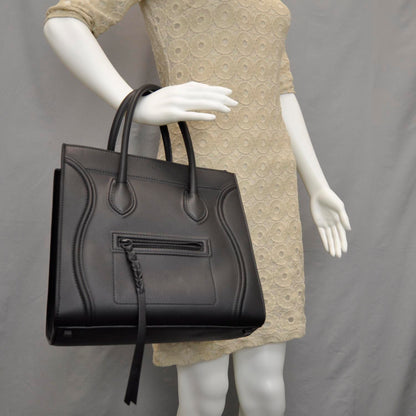 Celine Smooth Calfskin Medium Phantom Luggage Black 2 of 10