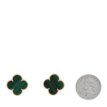 Van Cleef & Arpels 18K Yellow Gold Malachite Magic Alhambra Earrings 2 of 5