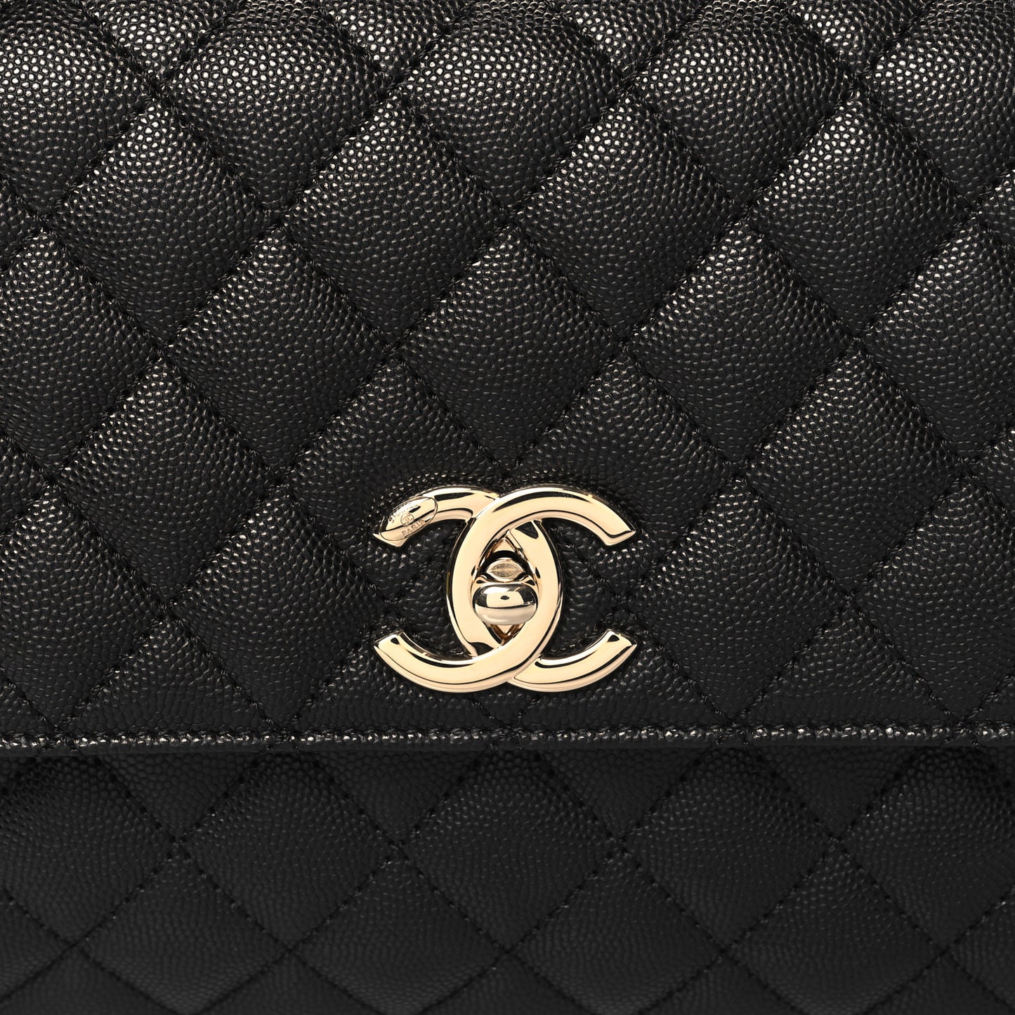 Caviar Quilted Small Coco Handle Flap Black