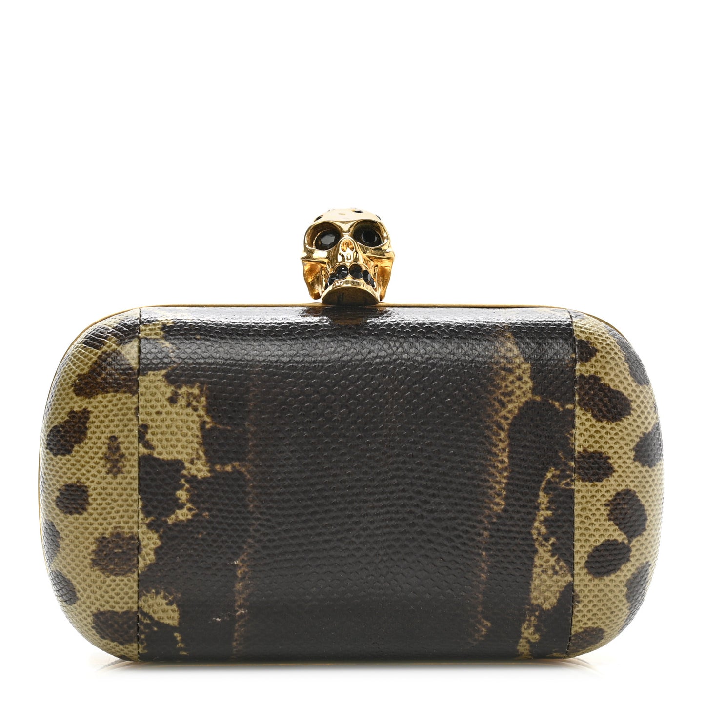 Snakeskin Skull Box Clutch Black