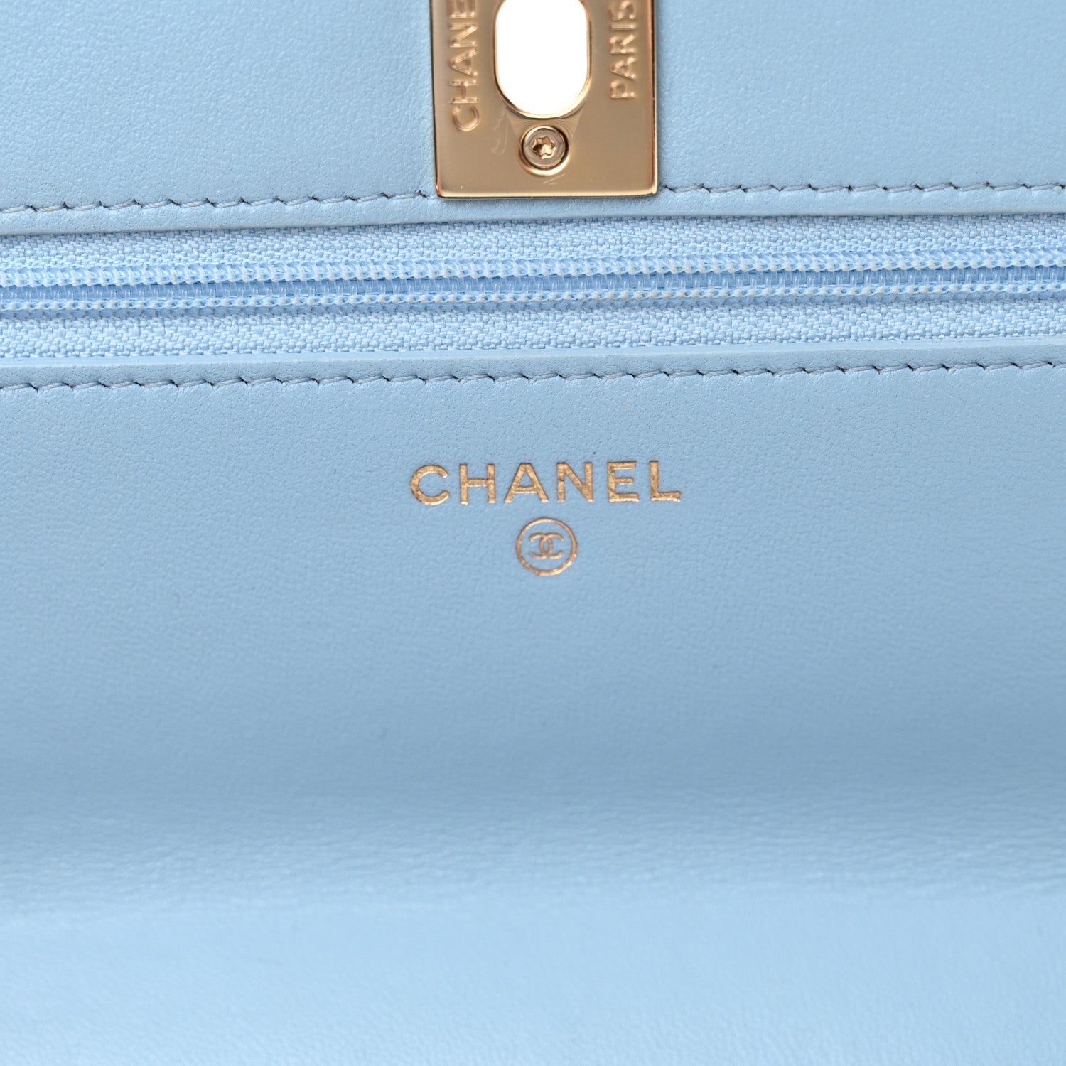 Chanel Lambskin Quilted Trendy CC Wallet On Chain WOC Light Blue 6 of 13