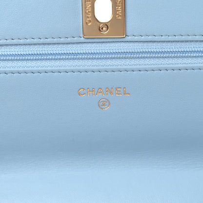 Chanel Lambskin Quilted Trendy CC Wallet On Chain WOC Light Blue 6 of 13
