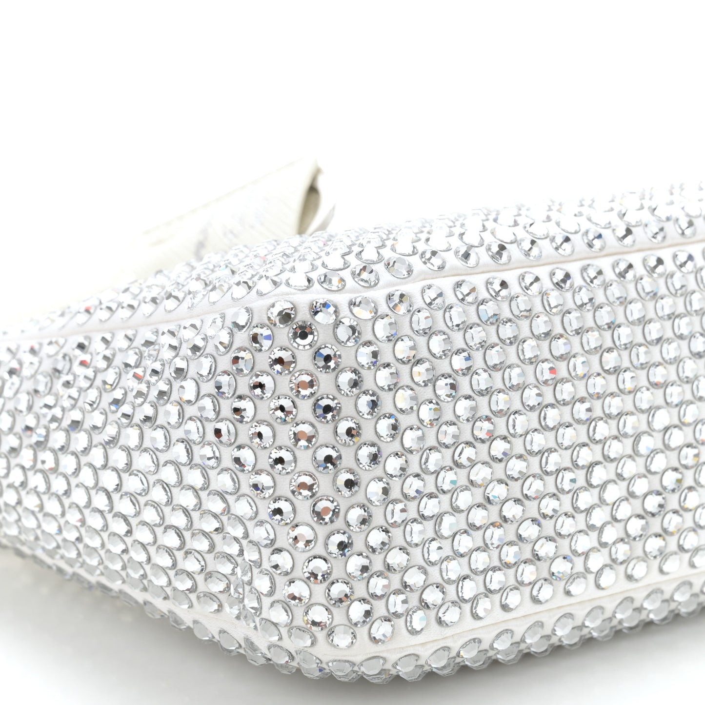 Satin Crystal Mini Re-Edition 2000 Bag White