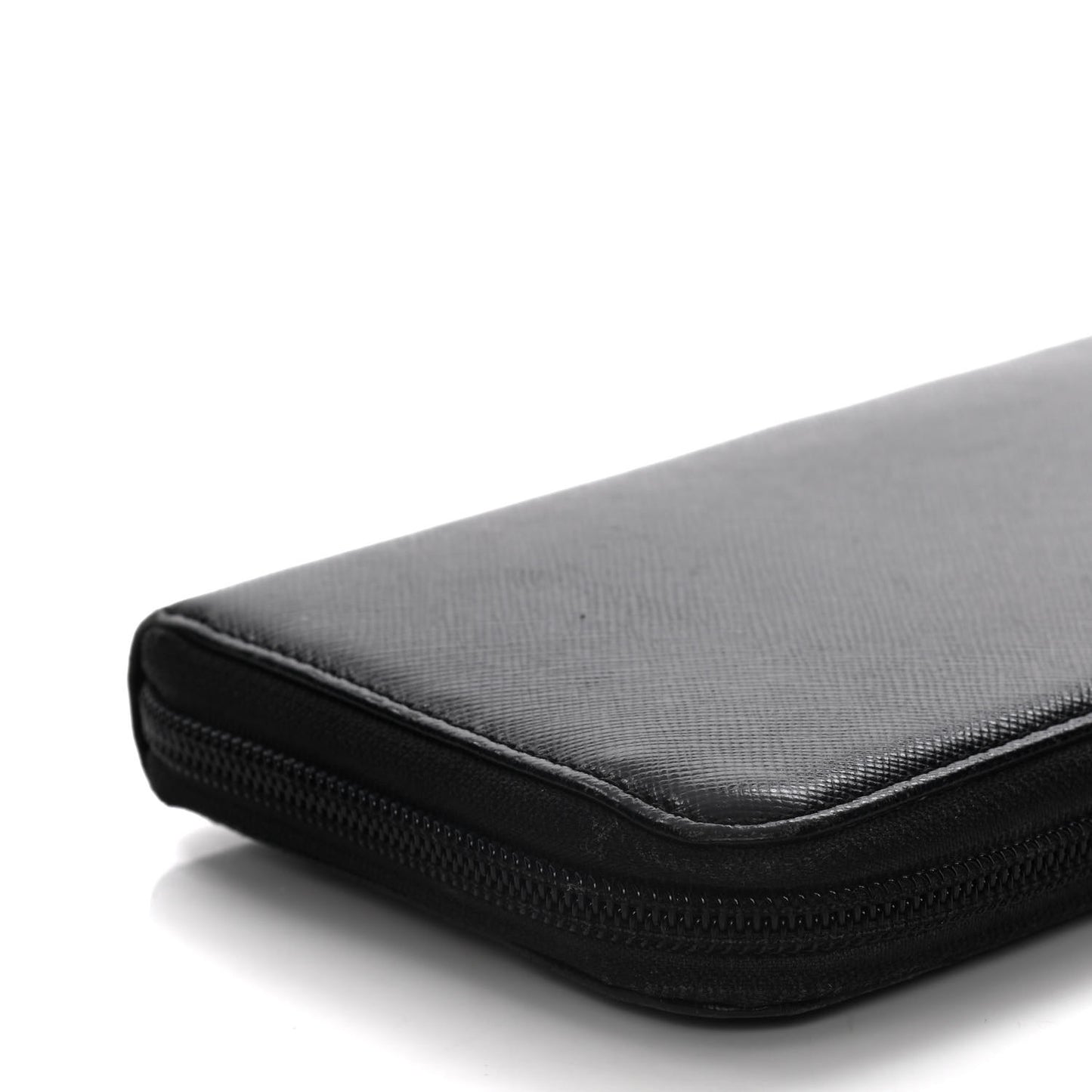 Saffiano Triangle Zip Around Wallet Black