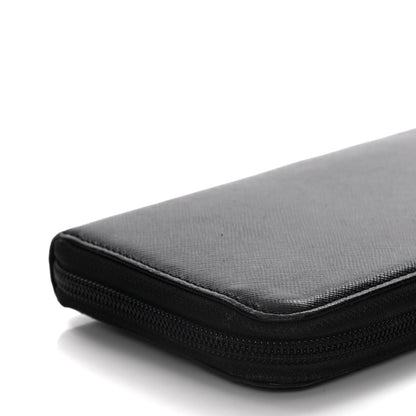 Prada Saffiano Triangle Zip Around Wallet Black 10 of 15
