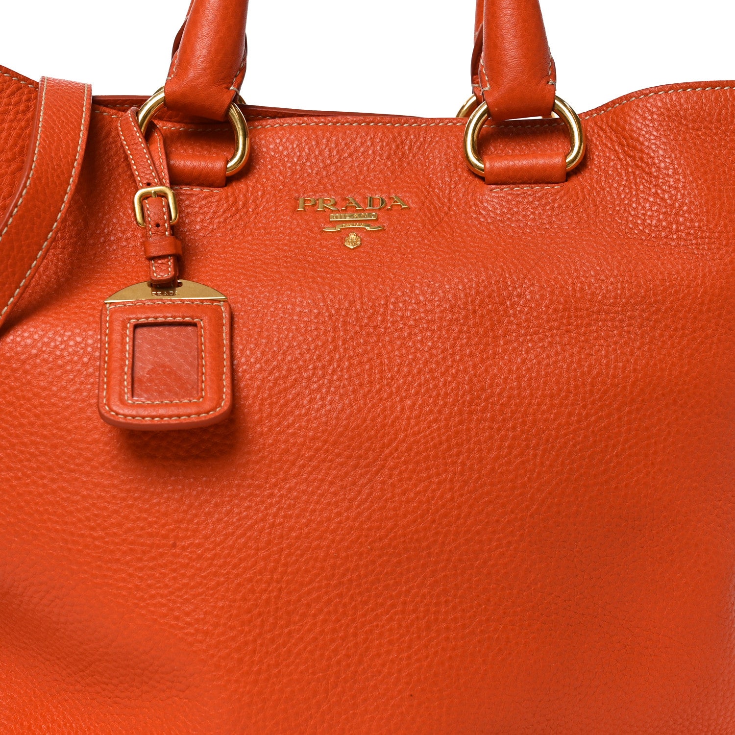 Prada Vitello Daino Shopping Tote Papaya 7 of 9