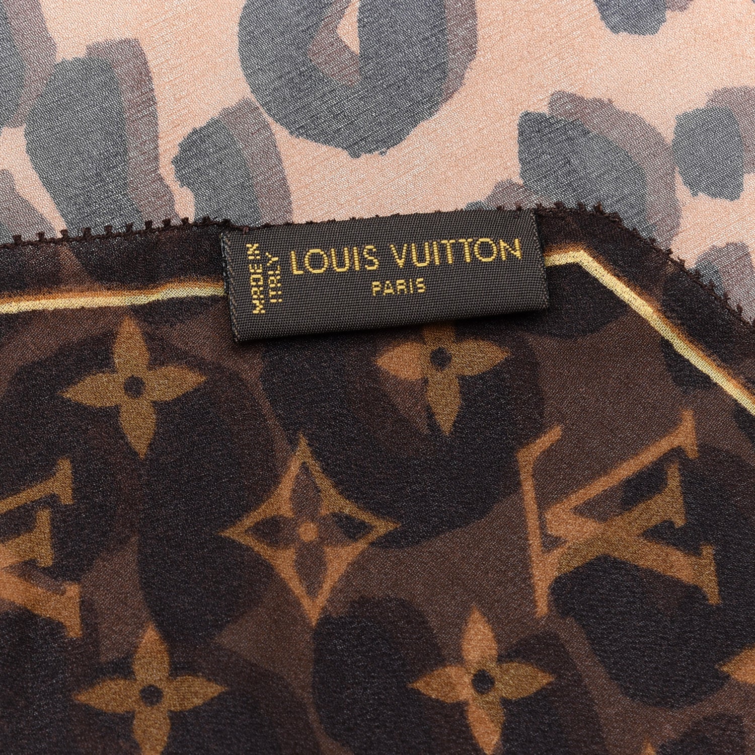 Louis Vuitton Silk Crepe Leopard Monogram Scarf 3 of 3