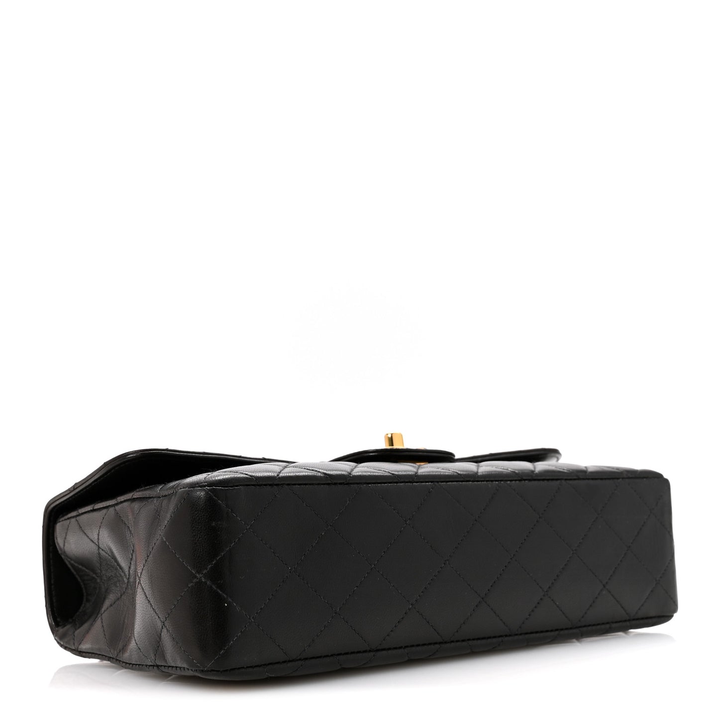 Lambskin Quilted Medium Rectangular Kelly Flap Bag Black