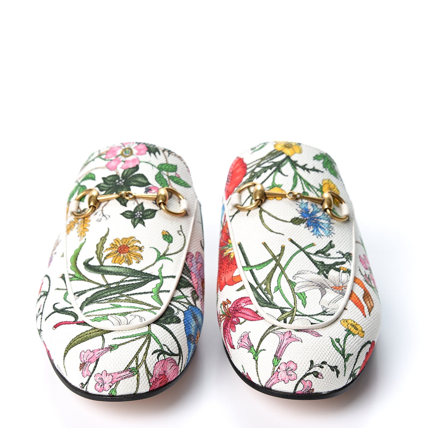 Canvas Flora Womens Princetown Slippers 39.5 White Multicolor