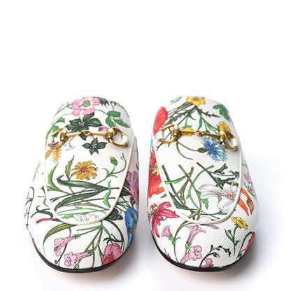 Gucci Canvas Flora Womens Princetown Slippers 39.5 White Multicolor 2 of 10