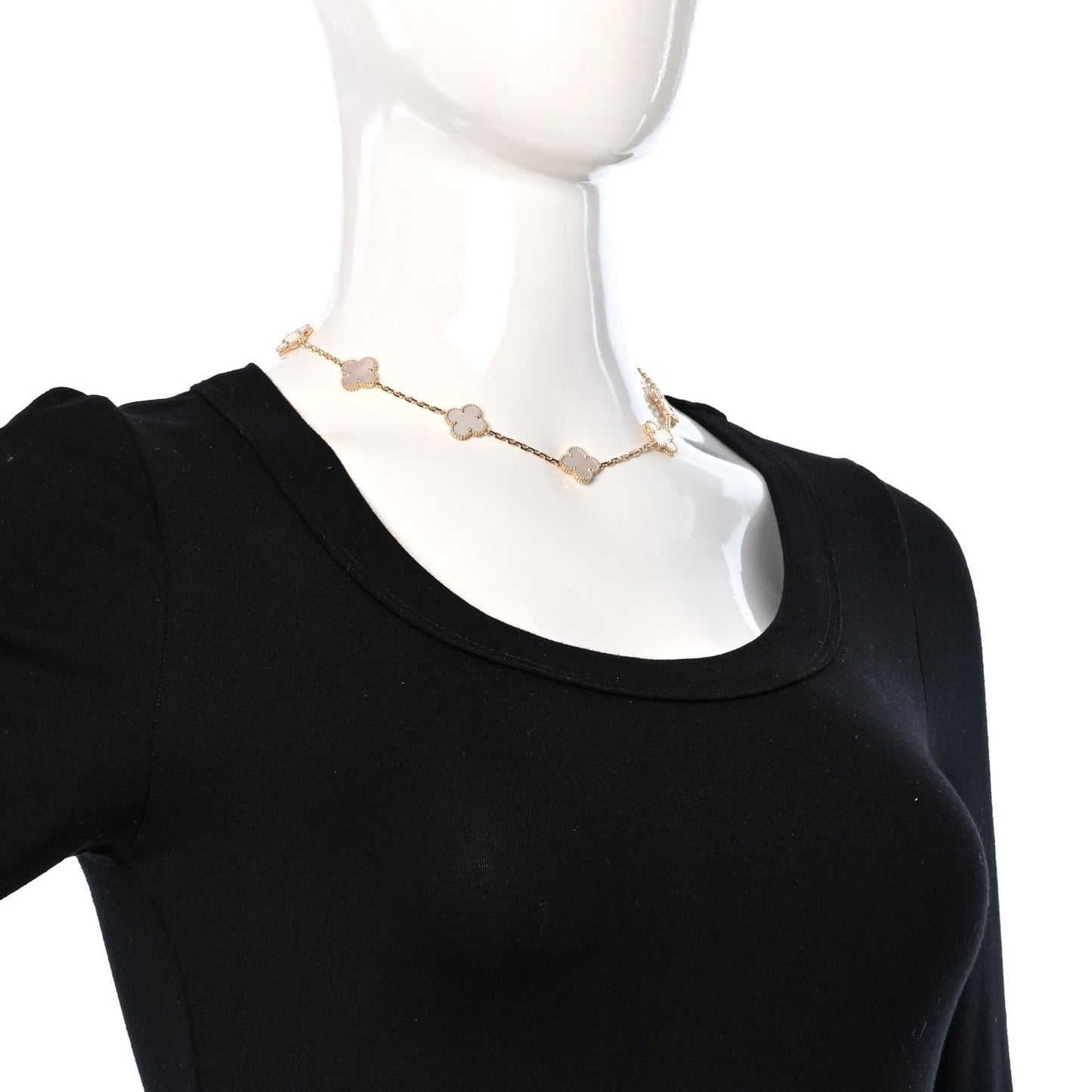 18K Yellow Gold Mother of Pearl 10 Motifs Vintage Alhambra Necklace