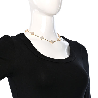 Van Cleef & Arpels 18K Yellow Gold Mother of Pearl 10 Motifs Vintage Alhambra Necklace 3 of 4