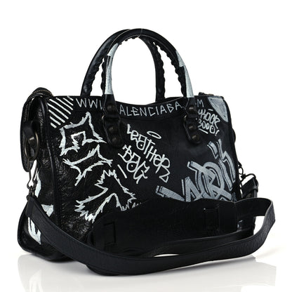 Balenciaga Agneau Classic Hardware Graffiti All Over S City Black 3 of 10