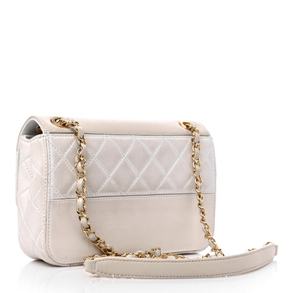 Chanel Lambskin Calfskin Quilted Shoulder Flap Bag Beige White 4 of 15