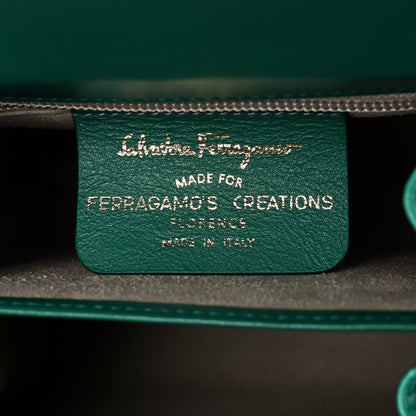 Salvatore Ferragamo Crocodile Gancini 2-Way Top Handle Bag Verde 6 of 13