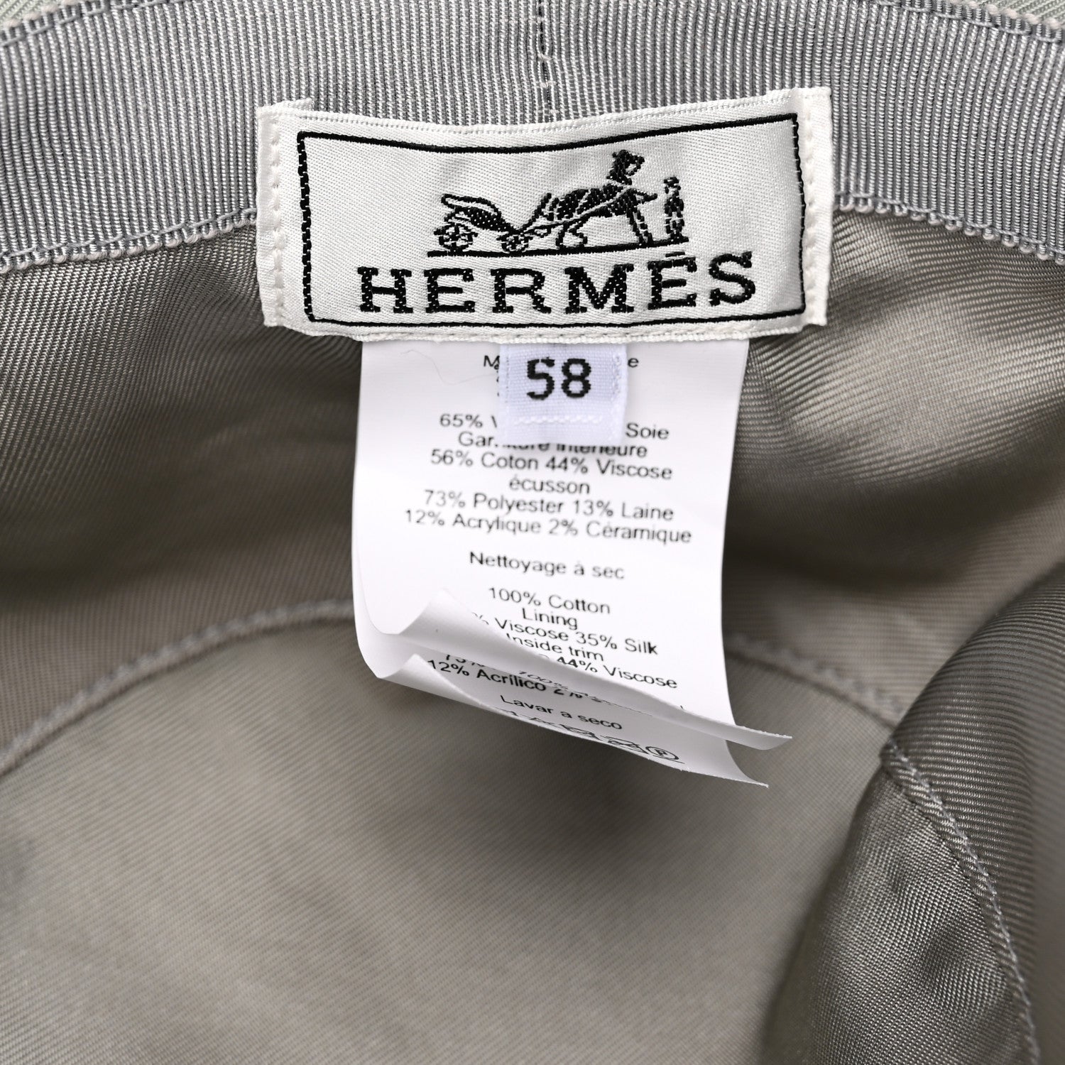 Hermes Cotton Harper H Sellier Bucket Hat 58 Gris Glacier 8 of 8