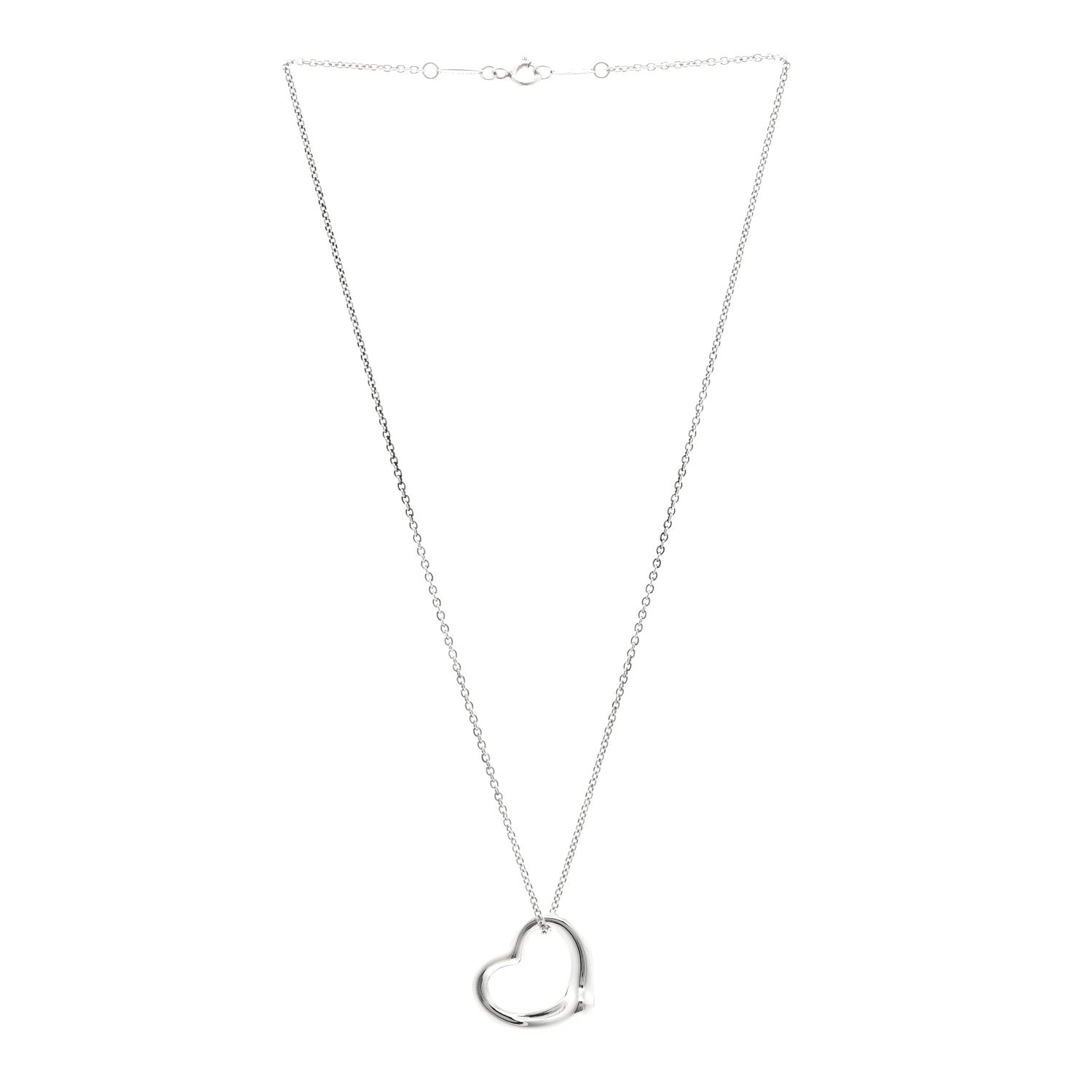 Tiffany Sterling Silver 22mm Elsa Peretti Open Heart Pendant Necklace 3 of 5