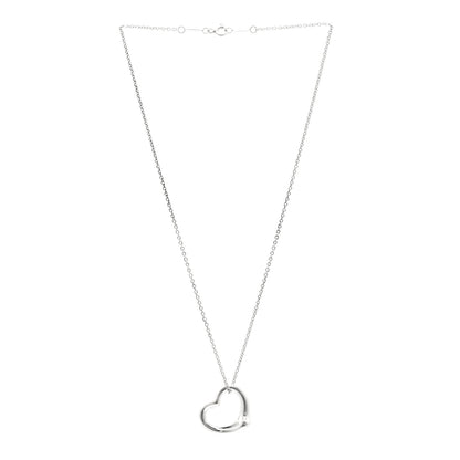 Tiffany Sterling Silver 22mm Elsa Peretti Open Heart Pendant Necklace 3 of 5