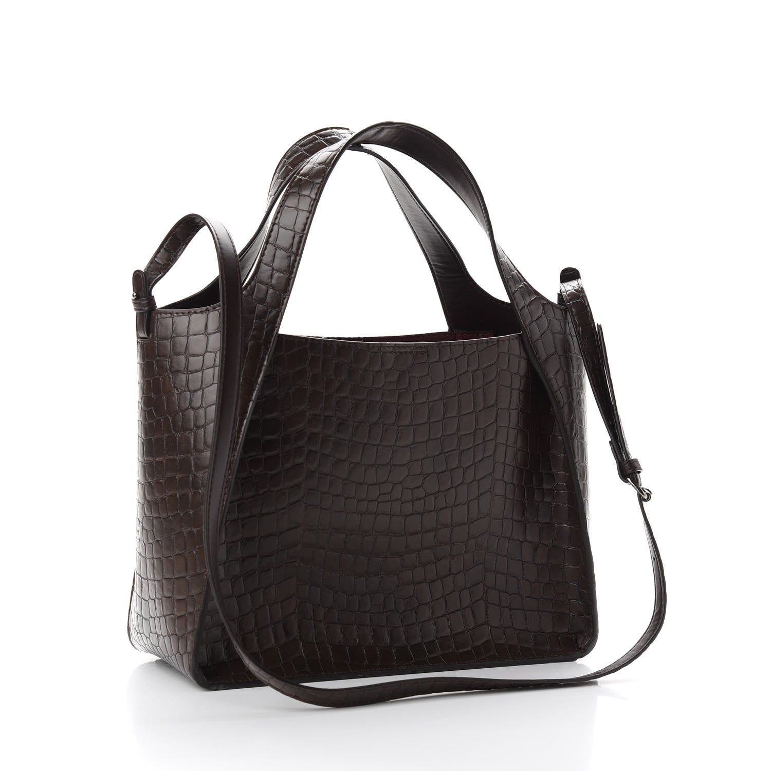 Stella McCartney Crocodile Embossed Studded Logo Alter Nappa East West Tote Brown 5 of 10