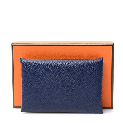 Hermes Epsom Calvi Card Case Bleu Saphir 6 of 6