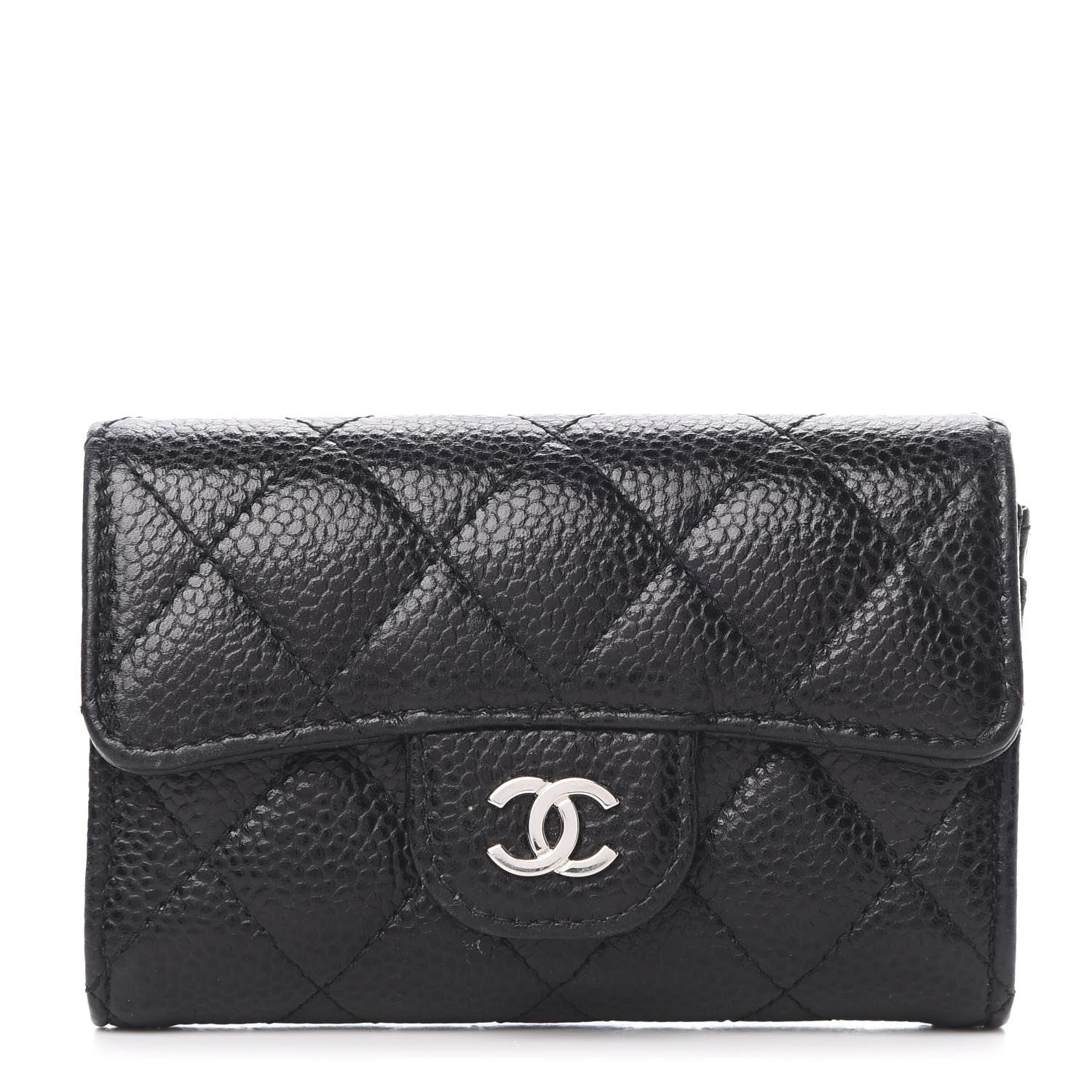 Chanel Caviar Quilted Flap Card Holder Wallet Black 1 of 9