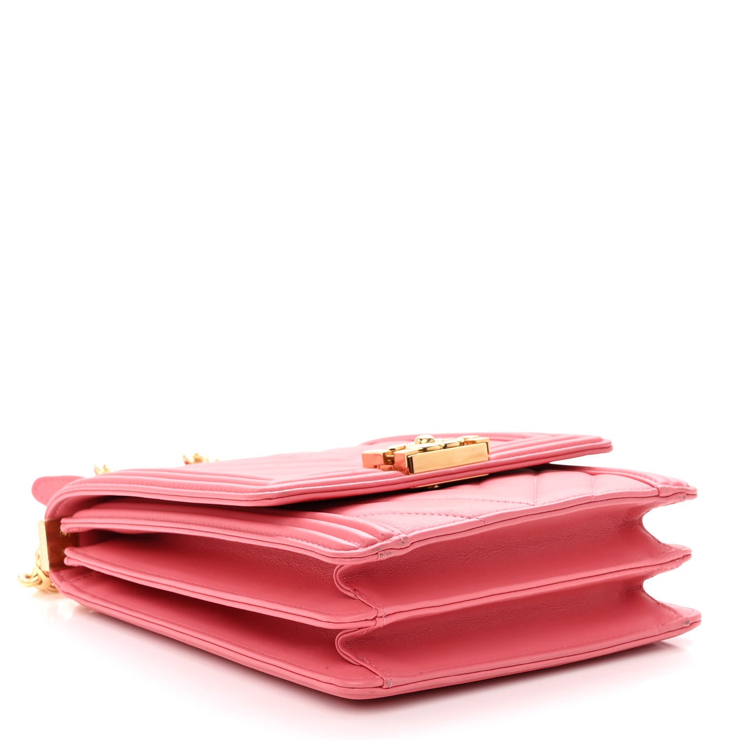 Calfskin Chevron North South Boy Flap Pink