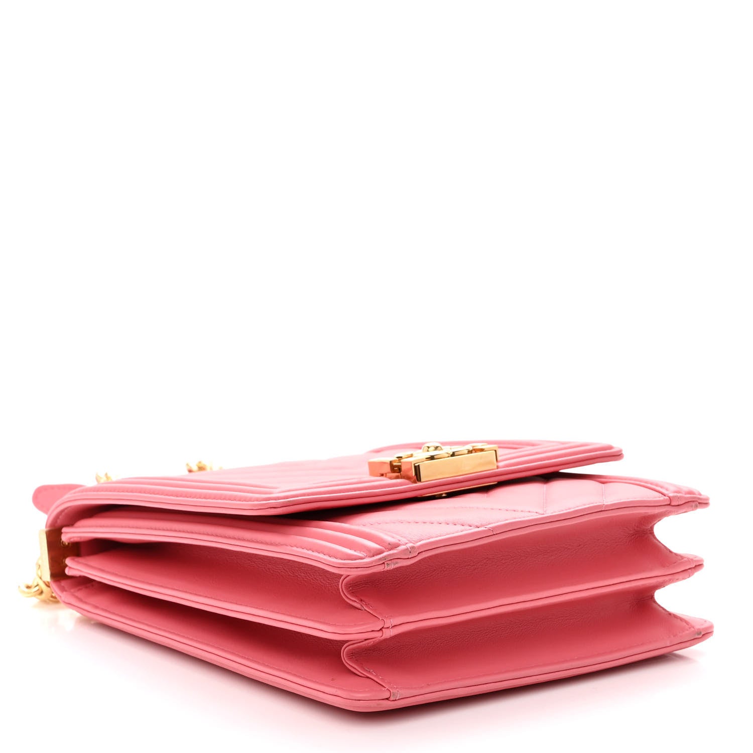 Chanel Calfskin Chevron North South Boy Flap Pink 4 of 10