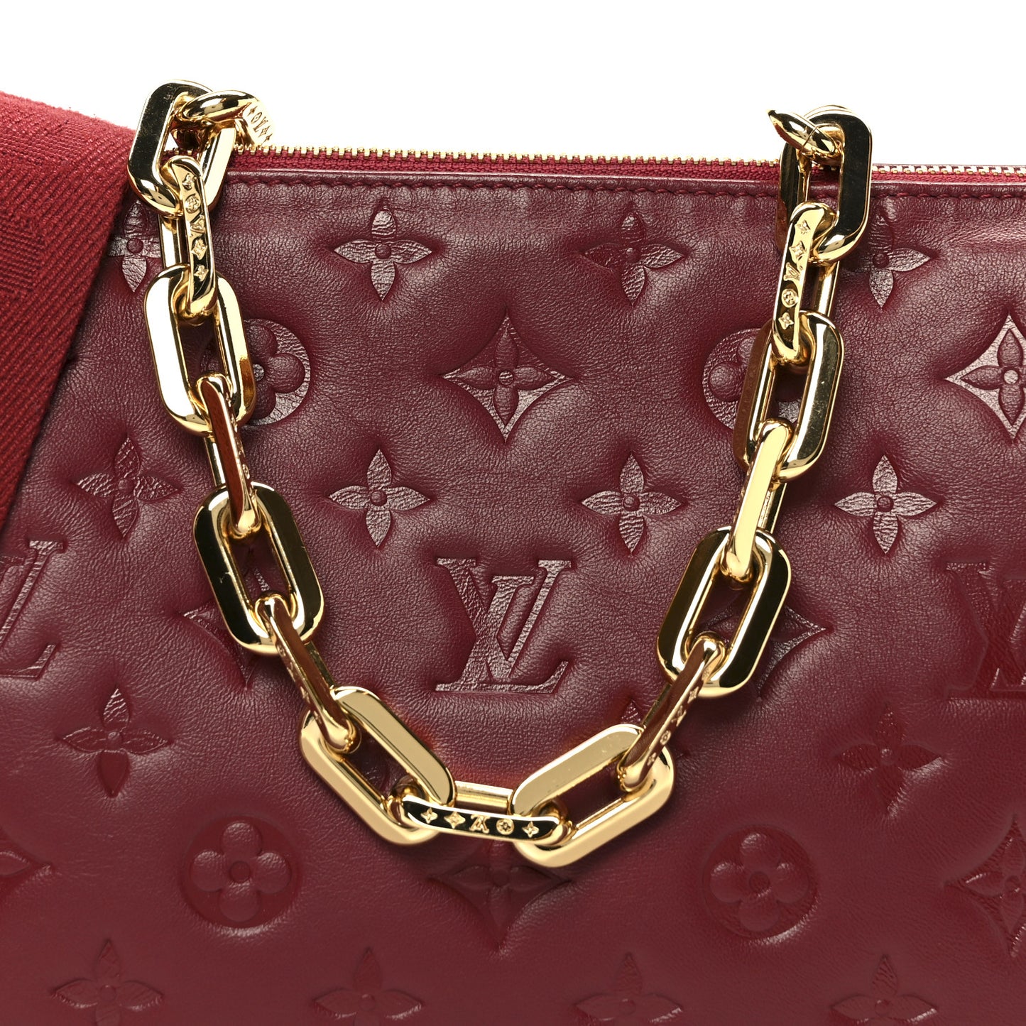 Lambskin Embossed Monogram Coussin PM Wine