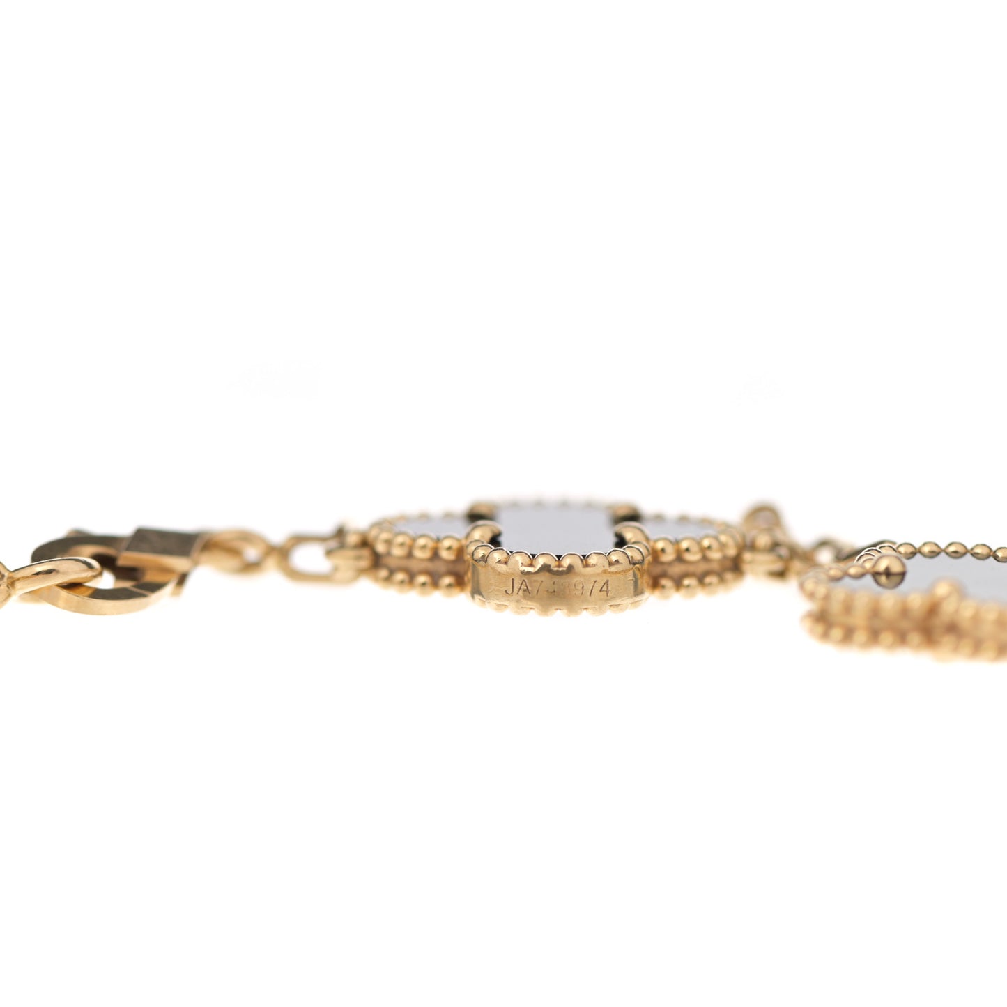 18K Yellow Gold Black Onyx 5 Motifs Vintage Alhambra Bracelet