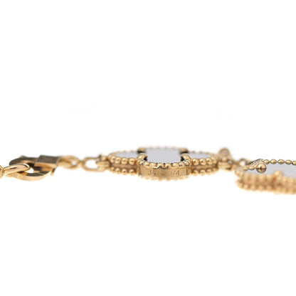 Van Cleef & Arpels 18K Yellow Gold Black Onyx 5 Motifs Vintage Alhambra Bracelet 6 of 7