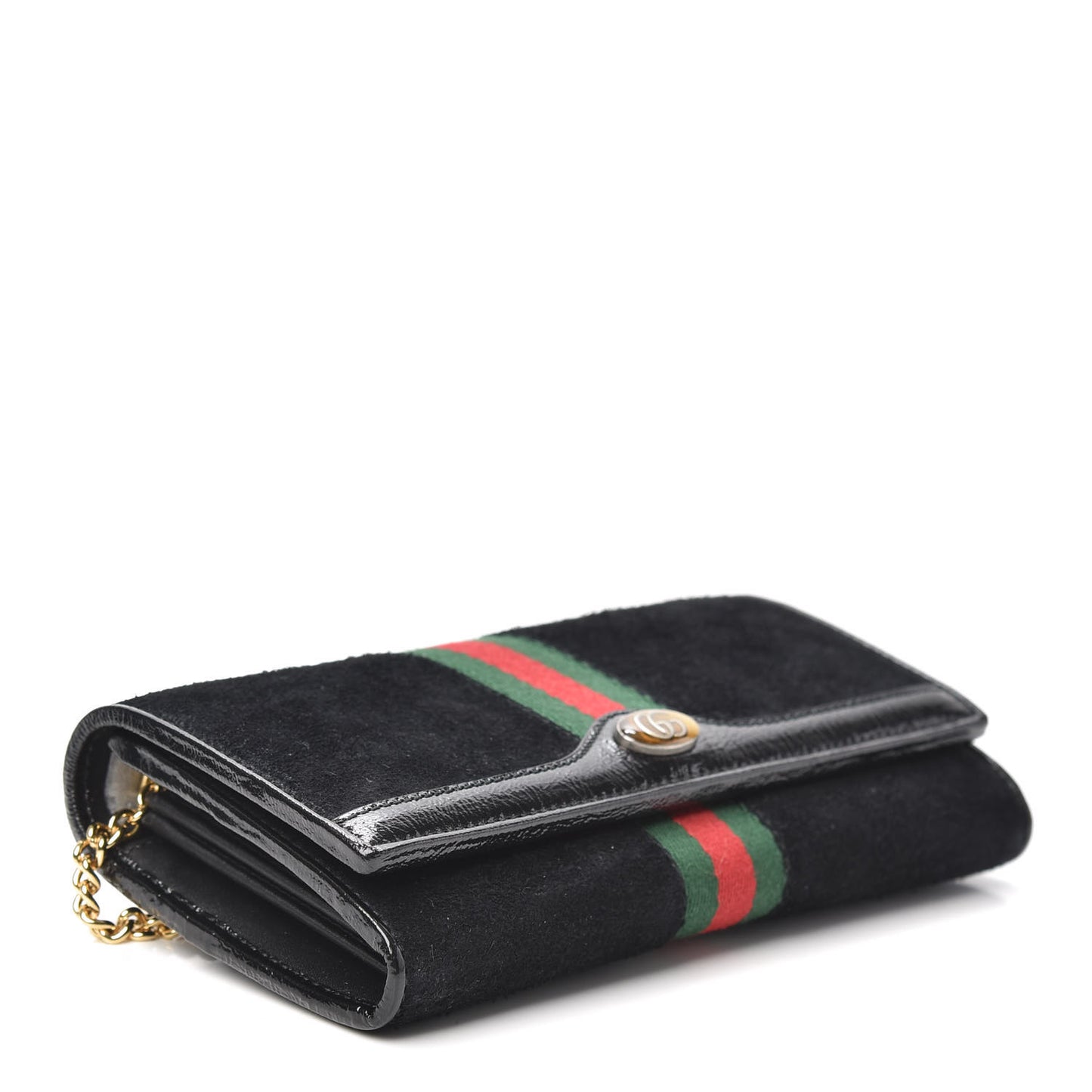 Suede Patent Web Ophidia Wallet On Chain Black
