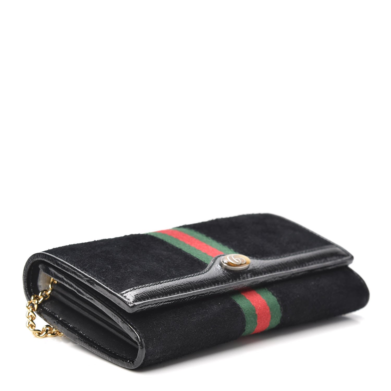 Gucci Suede Patent Web Ophidia Wallet On Chain Black 4 of 8
