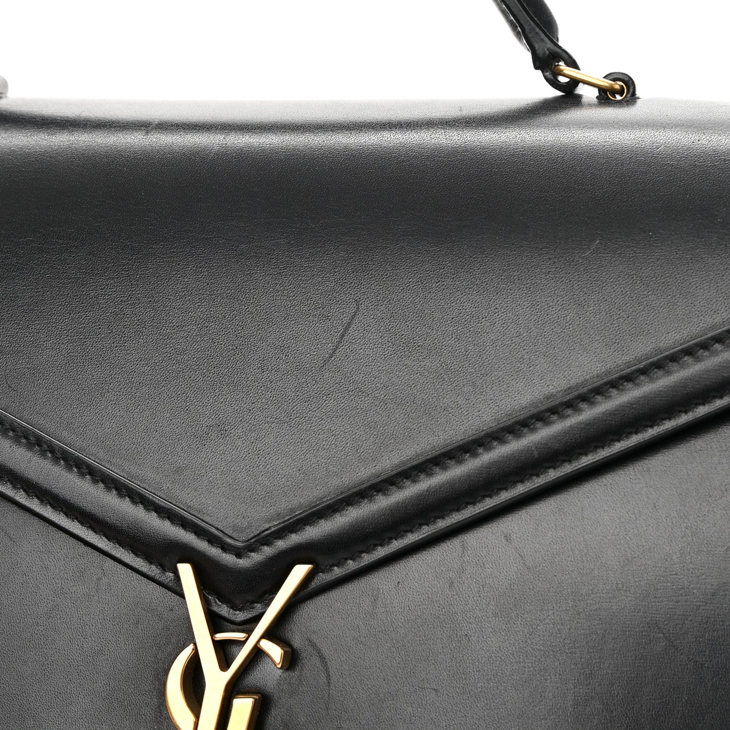 Smooth Calfskin Medium Classic Monogram Cassandra Top Handle Black Rouge Legion