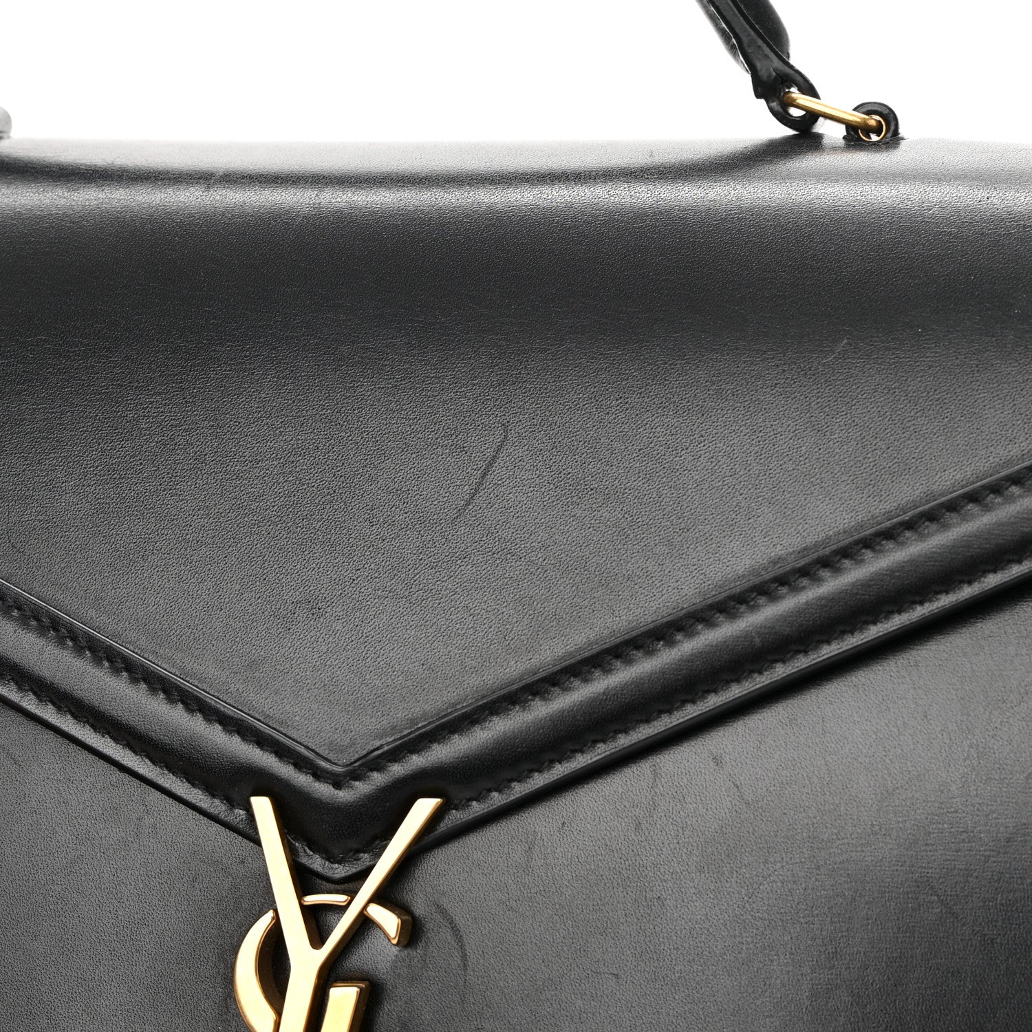 Saint Laurent Smooth Calfskin Medium Classic Monogram Cassandra Top Handle Black Rouge Legion 12 of 19